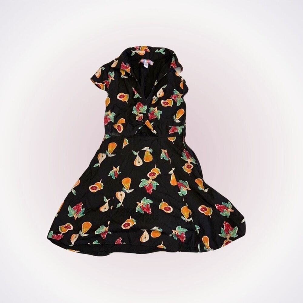 Urban Outfitters Fruits Print Black Collared Dress | Sz S